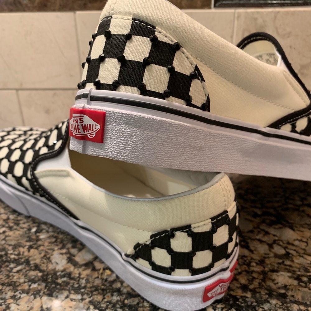 NWT Custom Vans Checkerboard Black Crystals - Picture 4 of 4